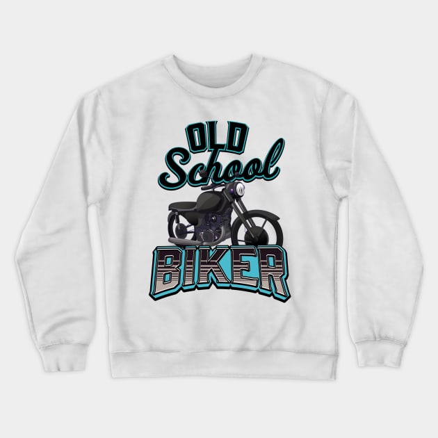 Old School Biker Cyan Crewneck Sweatshirt by nickemporium1